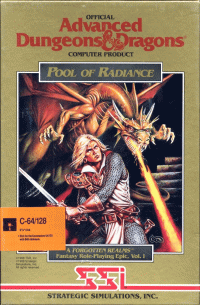 Advanced Dungeons & Dragons Pool of Radiance Commodore 64 US box art